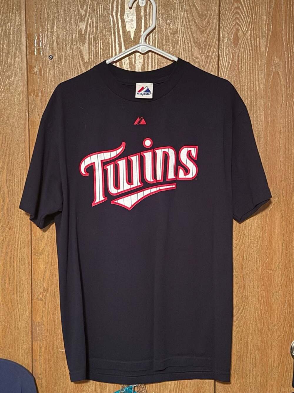 Majestic Minnesota Twins Joe Mauer #7 Navy Blue Shirsey T-Shirt Size L